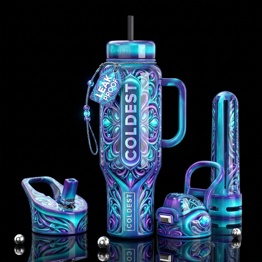 paradigm,glossy, trompe-l'œil, beautiferous, glow water bottle design