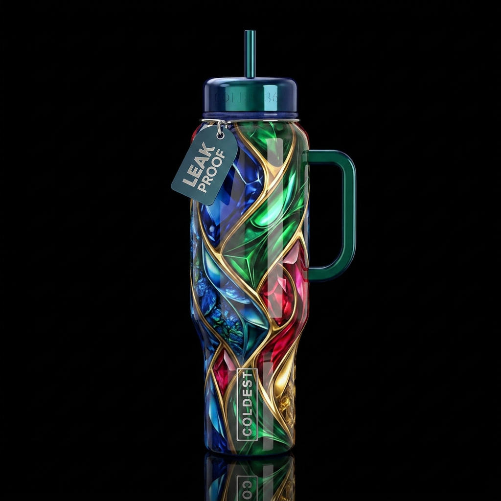 paradigm,glossy, trompe-l'œil, beautiferous,, prov... water bottle design