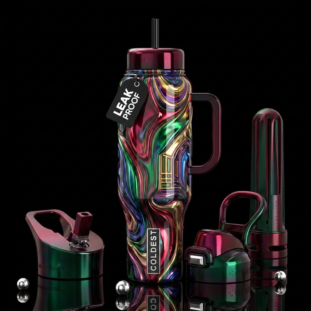 paradigm,glossy, trompe-l'œil, beautiferous,, prov... water bottle design