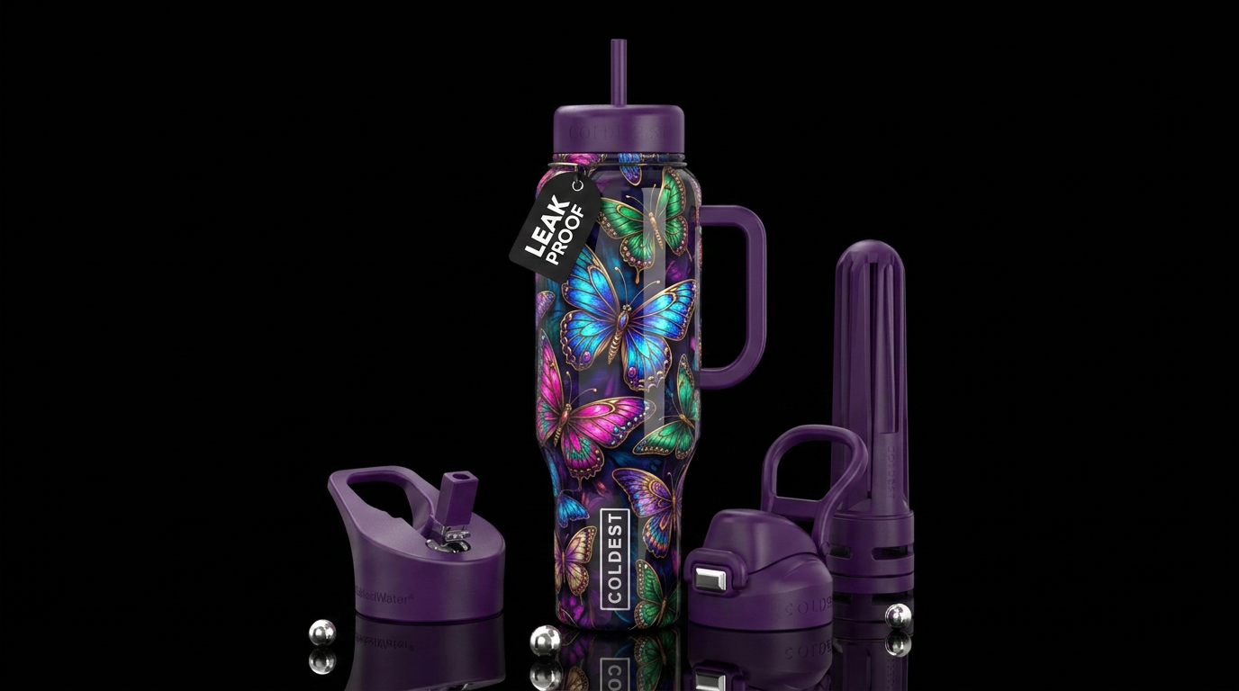 paradigm,glossy, trompe-l'œil, beautiferous,, prov... water bottle design