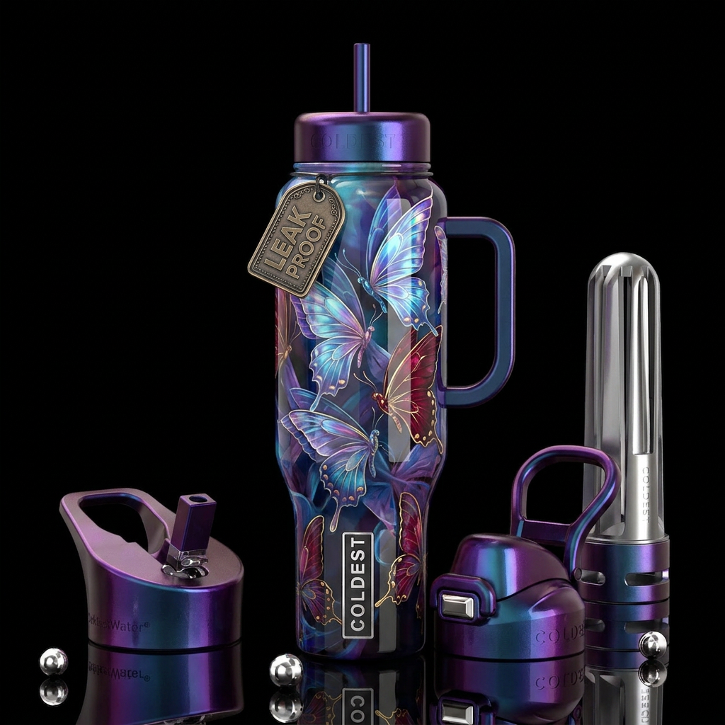 paradigm,glossy, trompe-l'œil, beautiferous,, prov... water bottle design