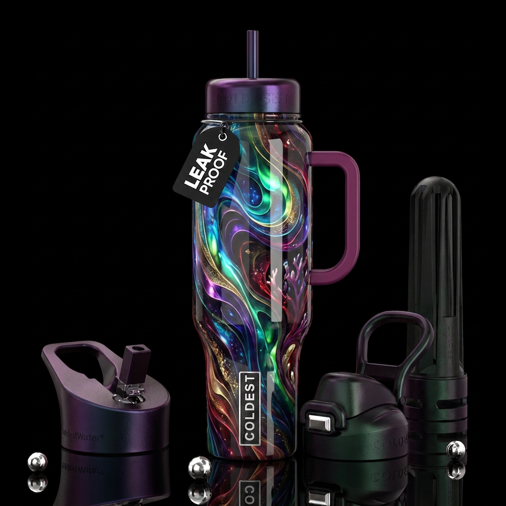 paradigm,glossy, trompe-l'œil, beautiferous,, prov... water bottle design