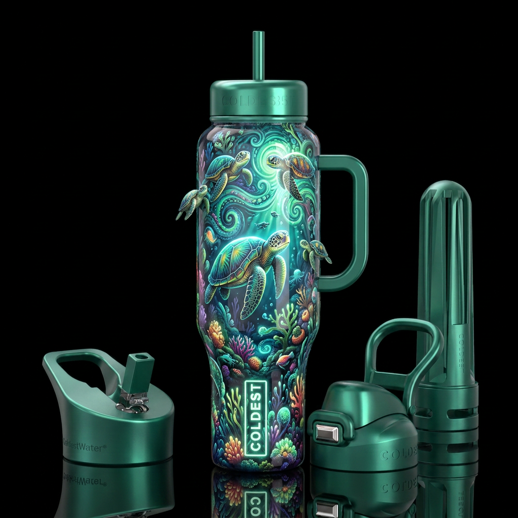 paradigm,glossy, trompe-l'œil, beautiferous,, prov... water bottle design