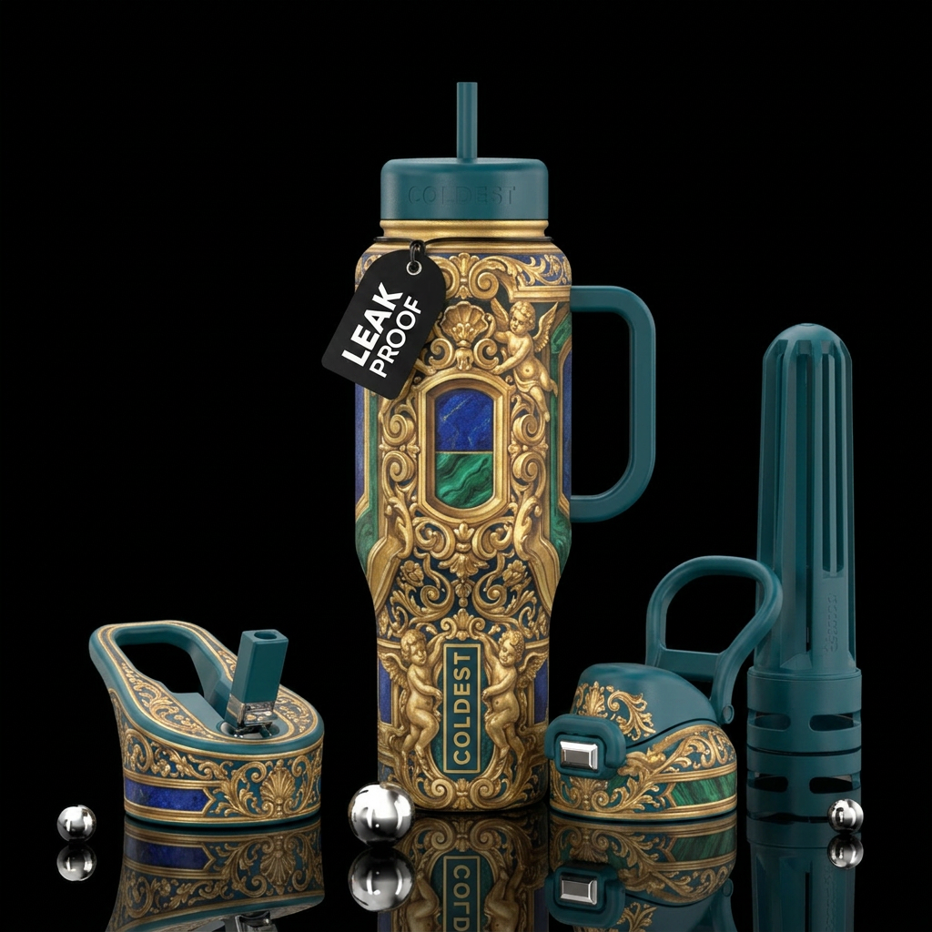 Victorian , gilded,glossy, trompe-l'œil, beautifer... water bottle design