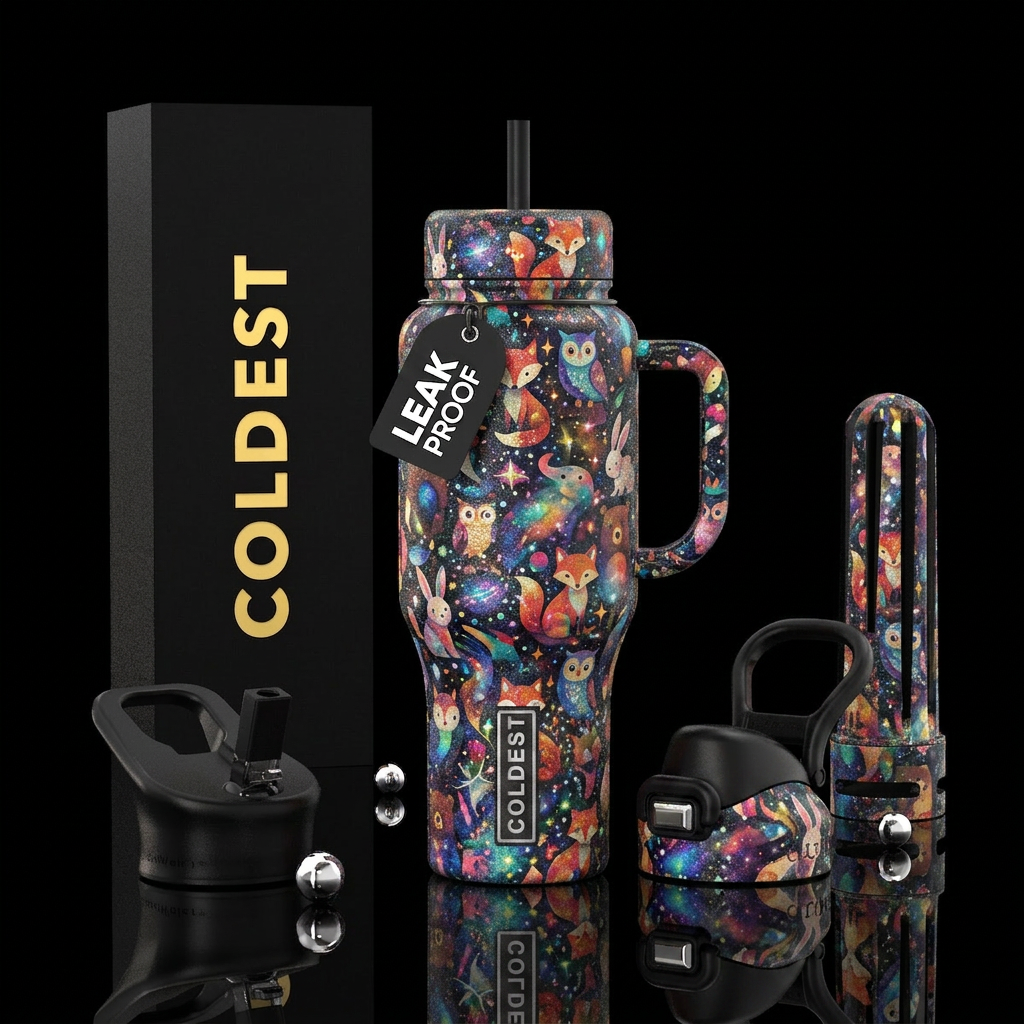 woodland creatures water bottle design
