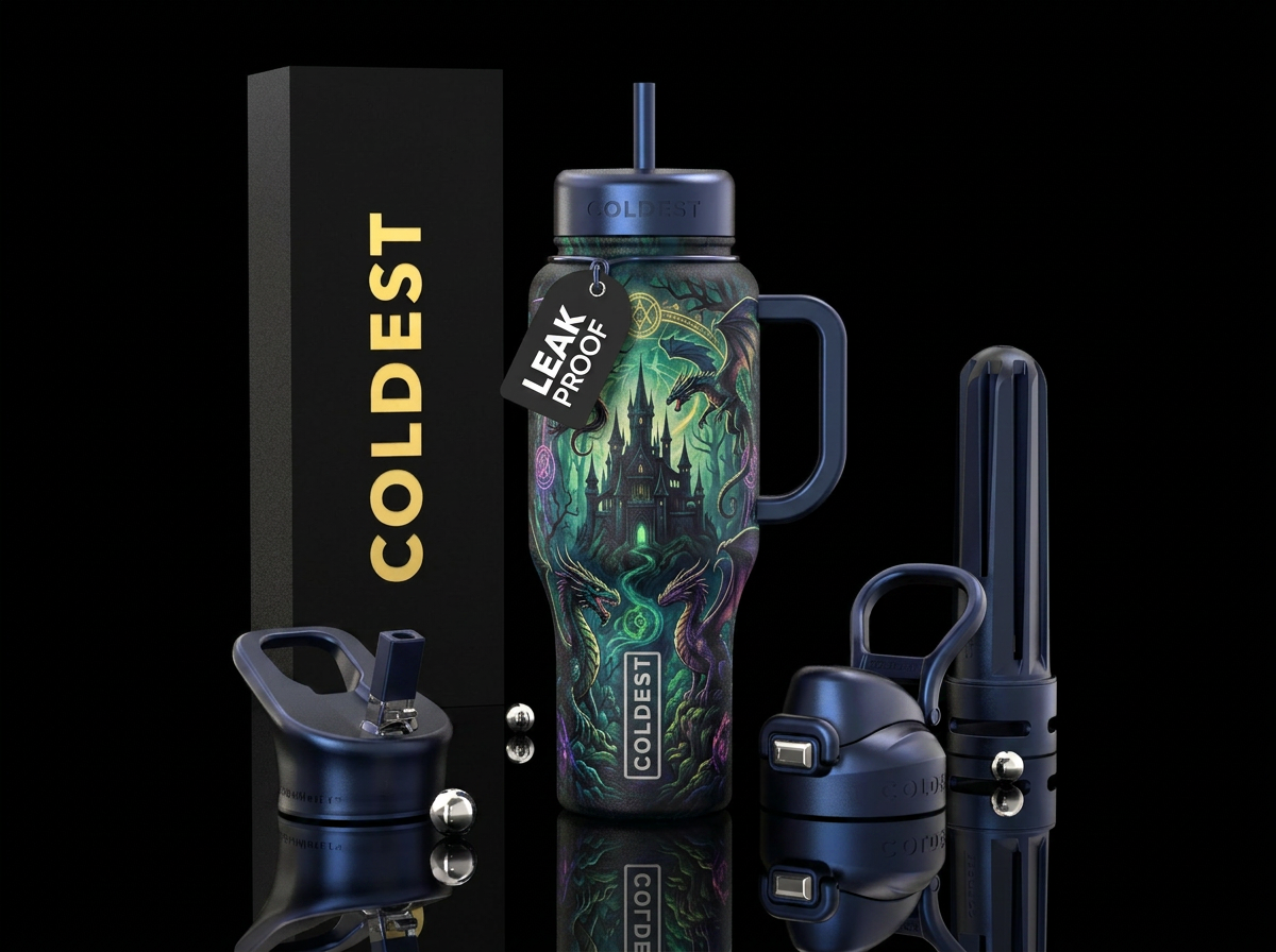 Mystical dragons water bottle design