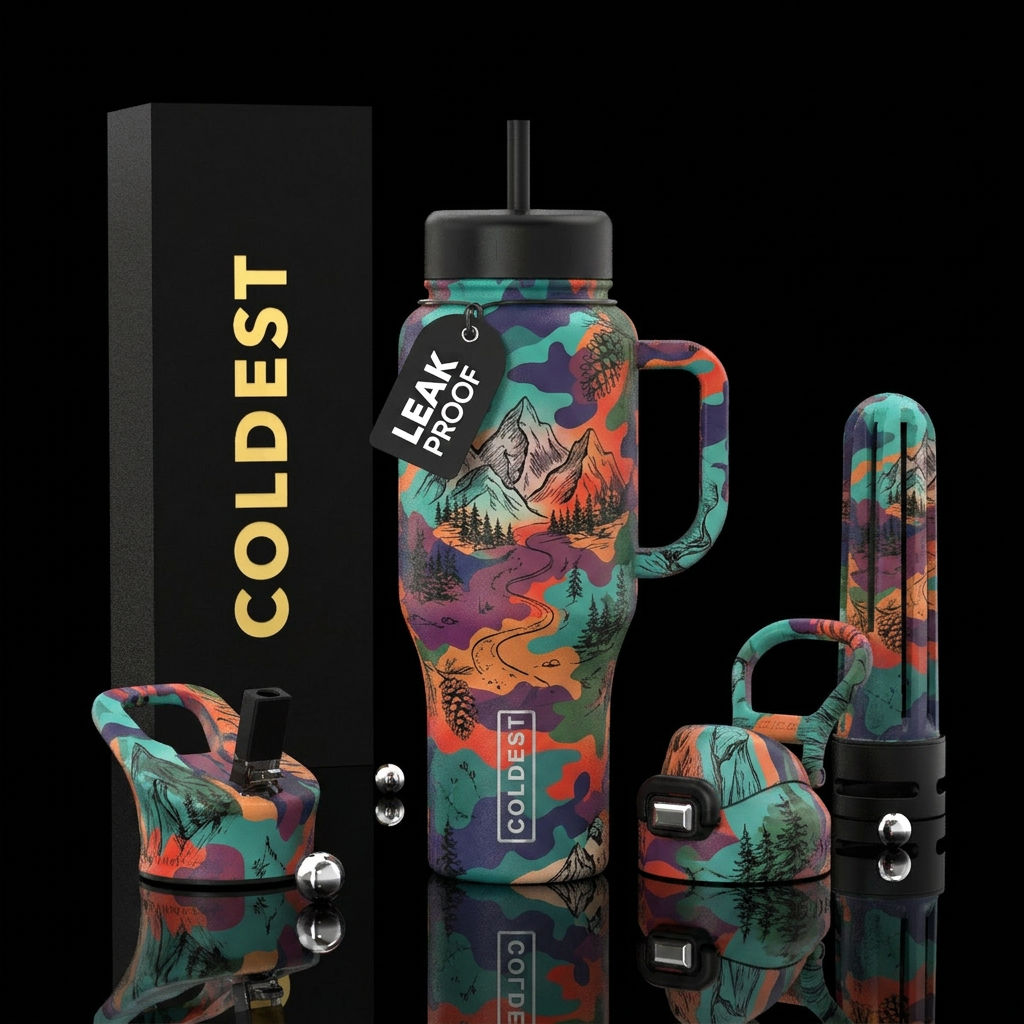 Camo mountain water bottle design