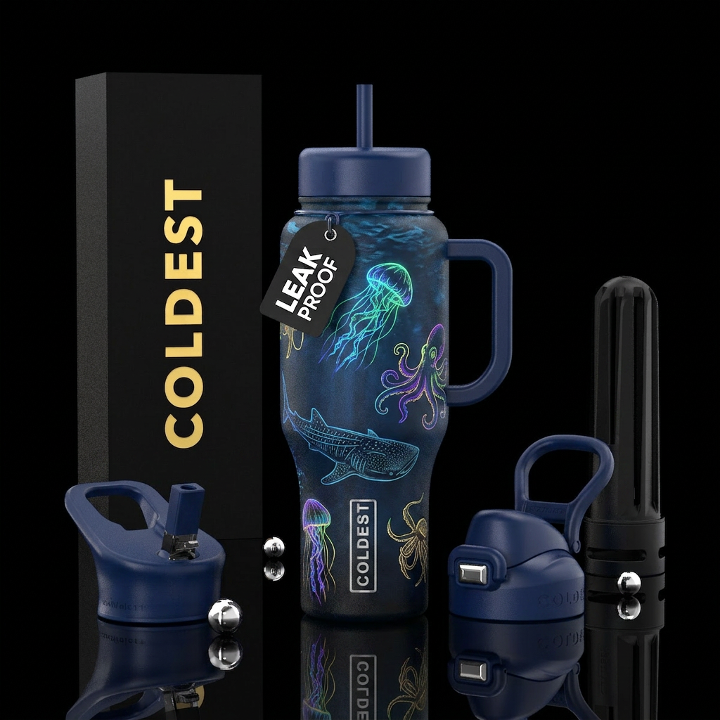 Under the sea glowie water bottle design