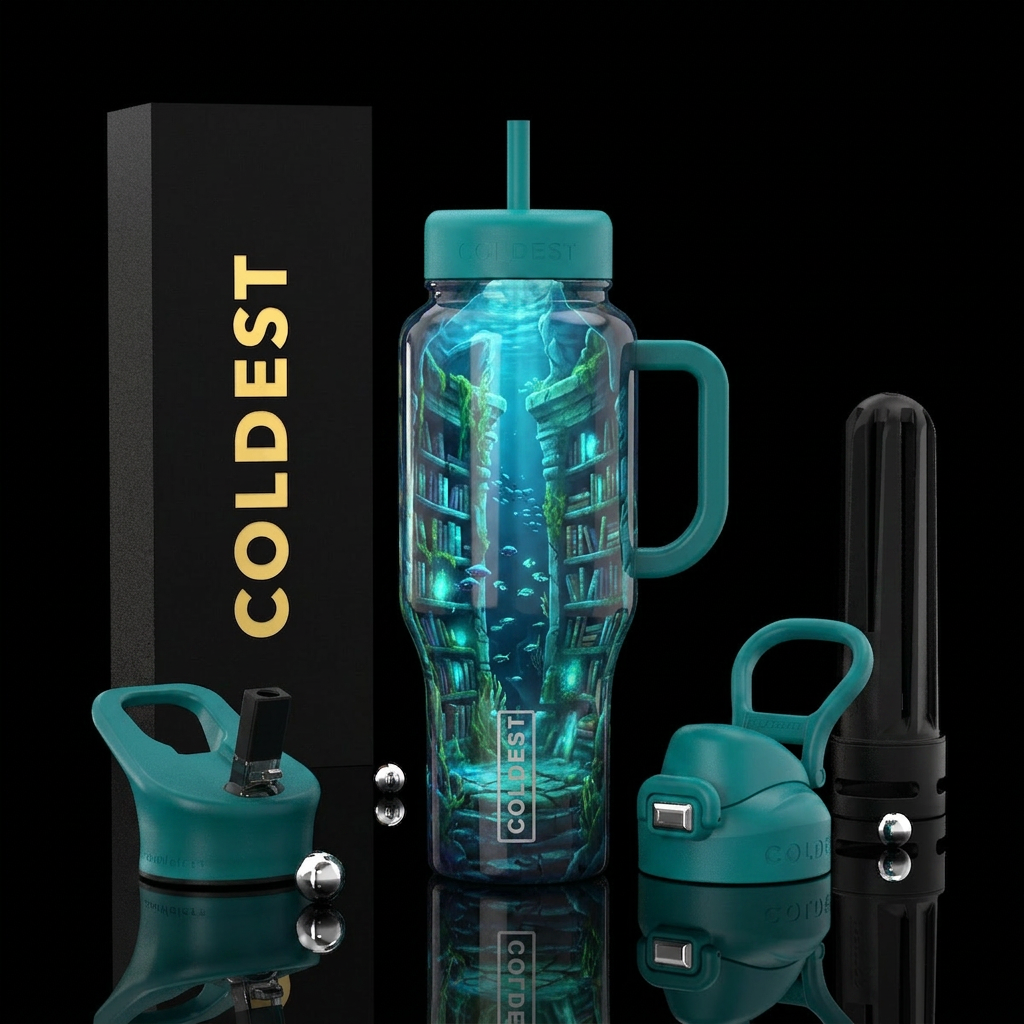Underwater library water bottle design