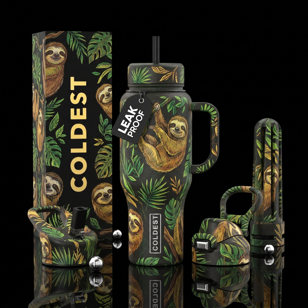 Sloths water bottle design