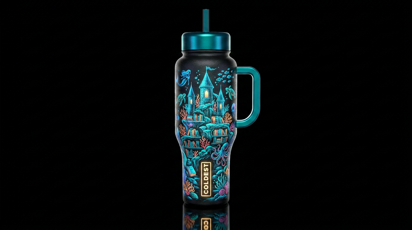 Sea library water bottle design