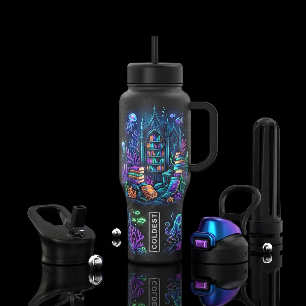 Underwater library water bottle design