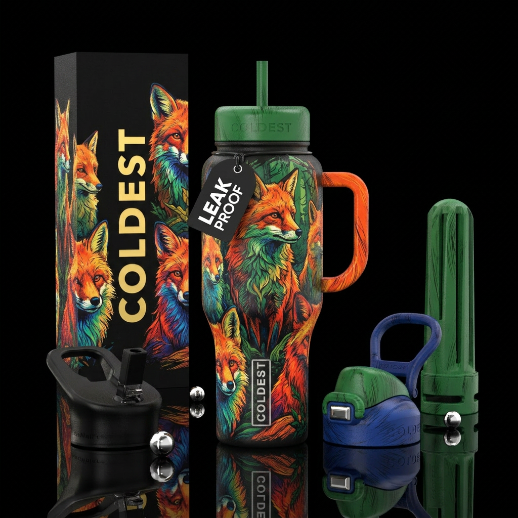 Foxes water bottle design