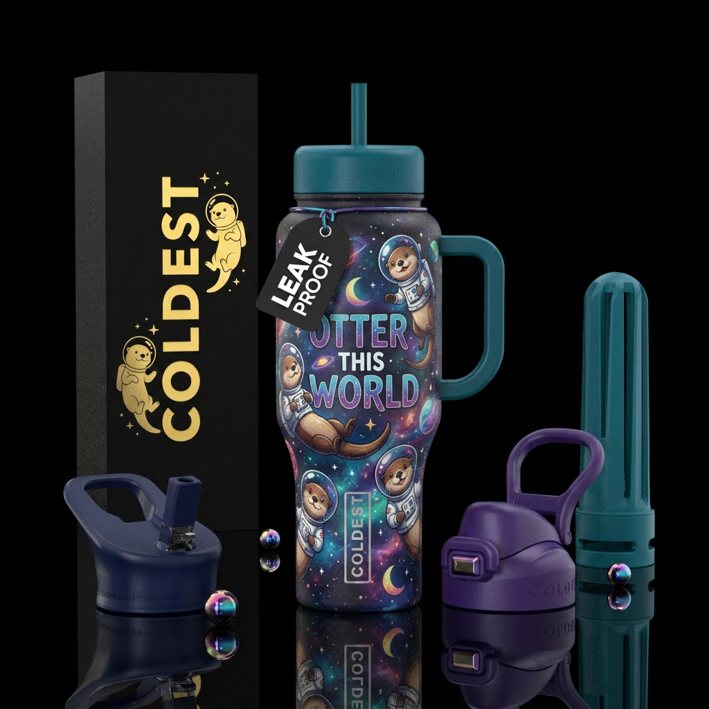 Otter this world water bottle design