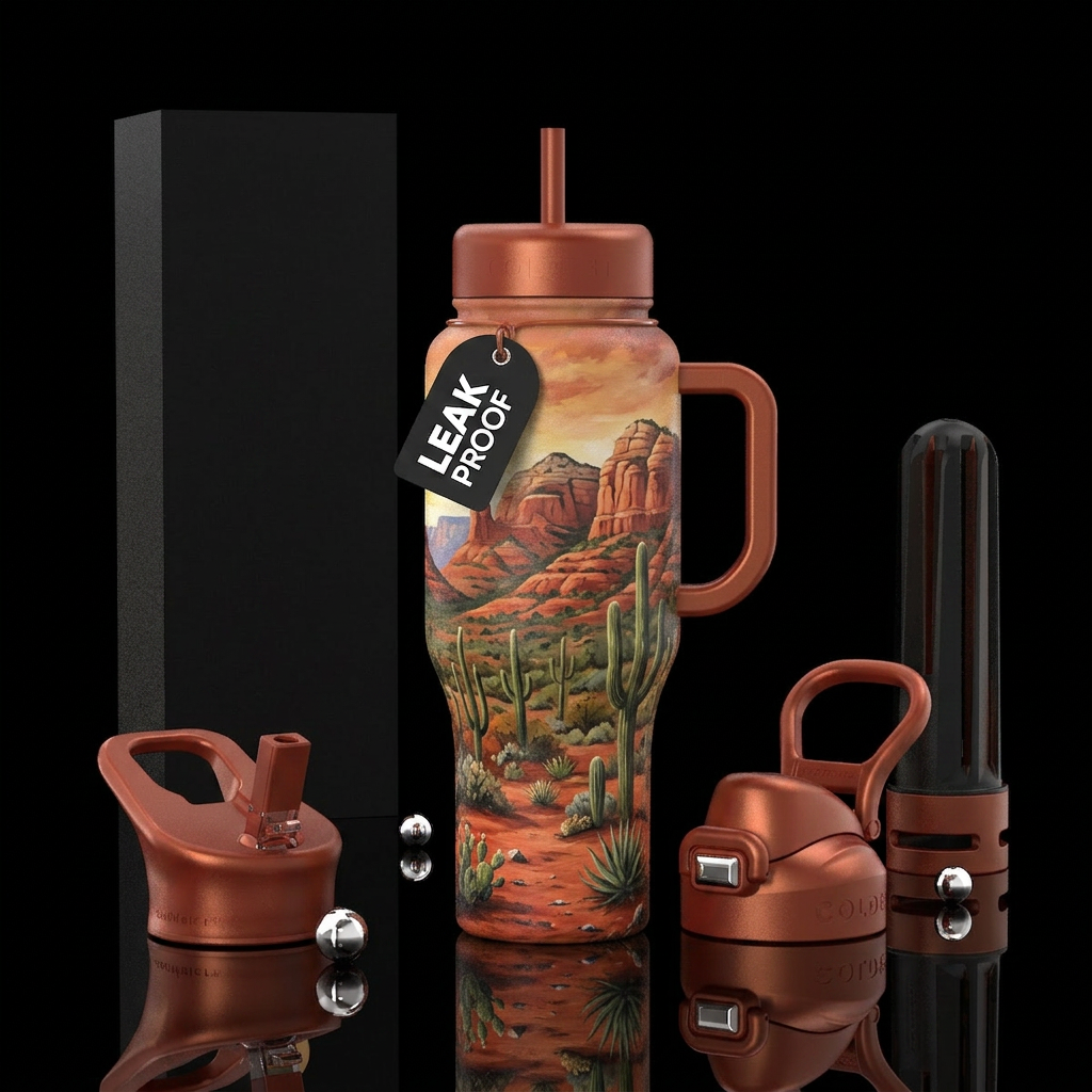 Desert, red dirt, sedona, desert mountains, multip... water bottle design