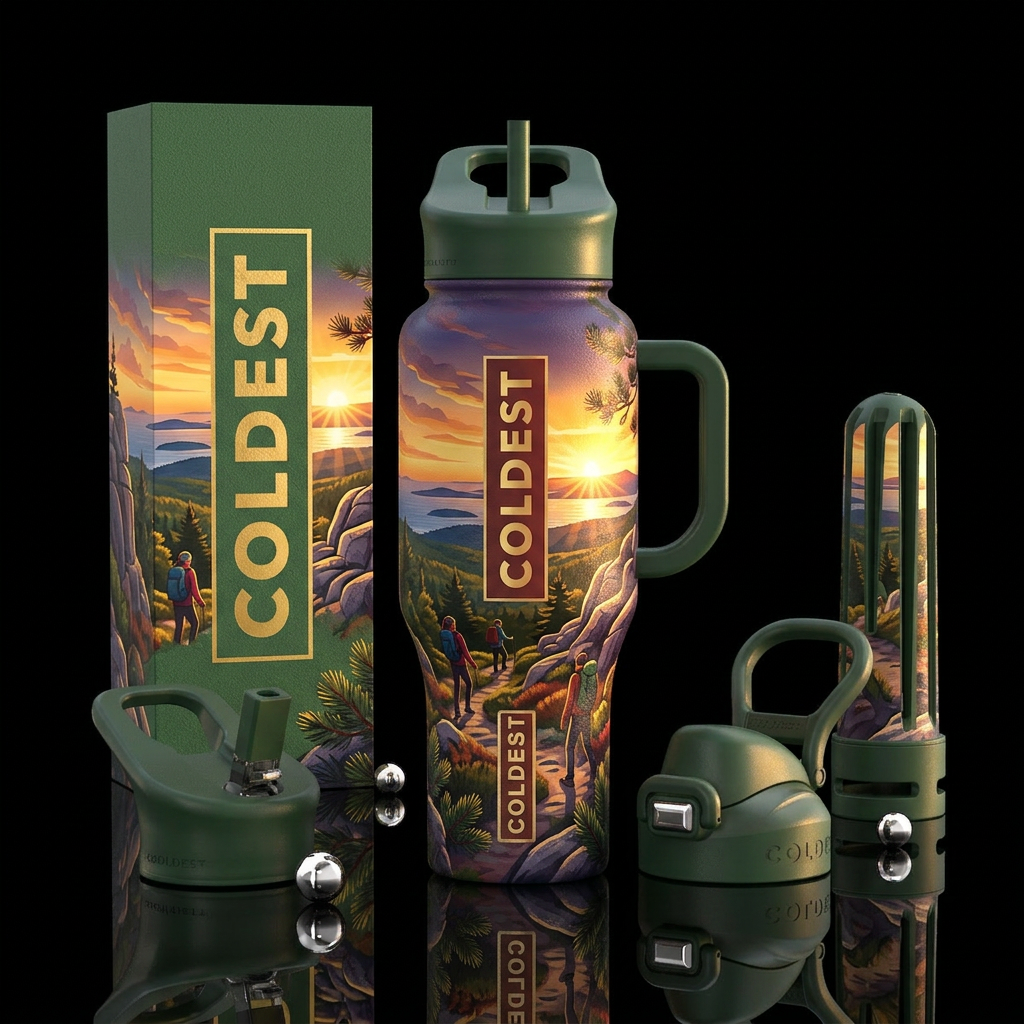 Cadillac mountain, acadia national park, sunrise, ... water bottle design
