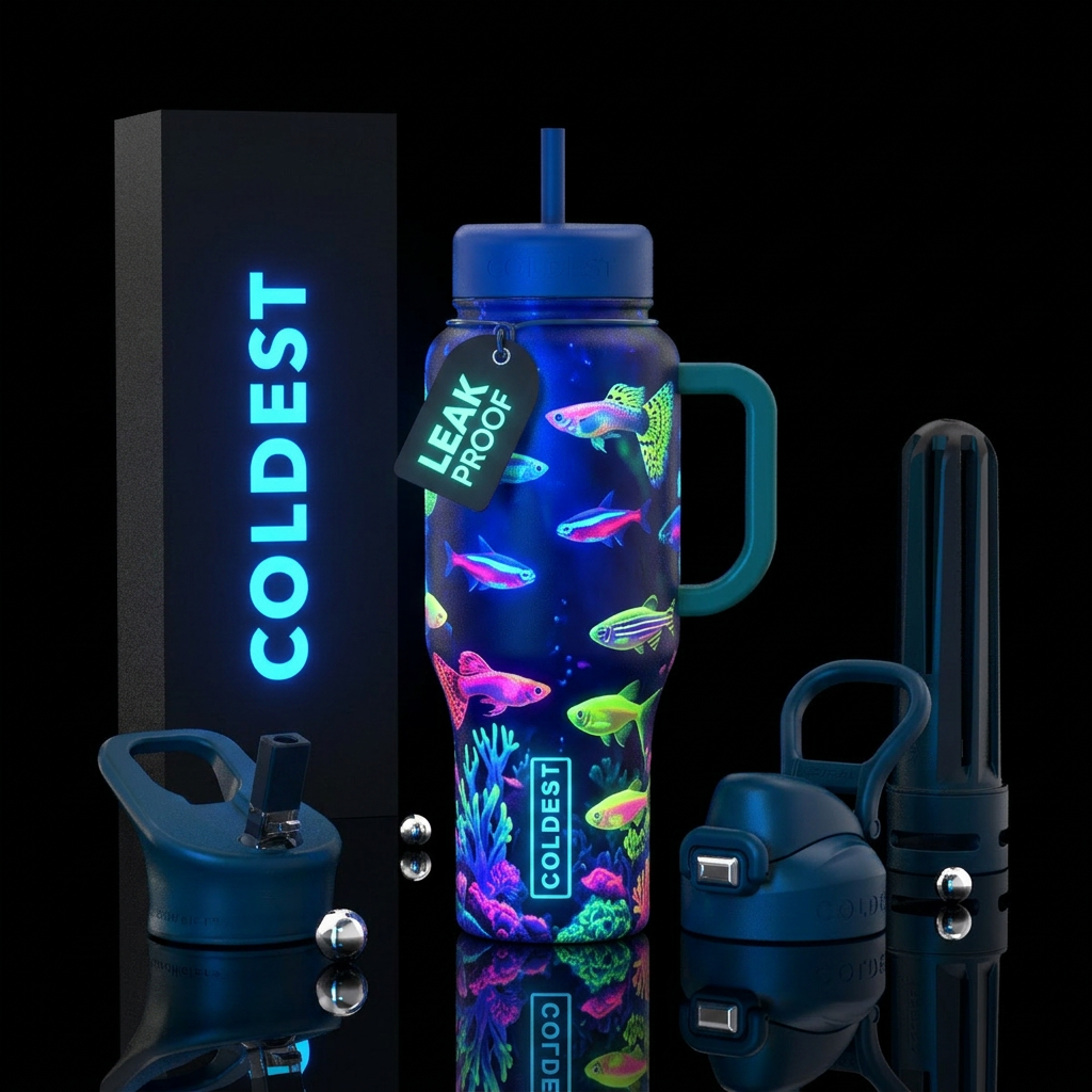 Glo fish water bottle design