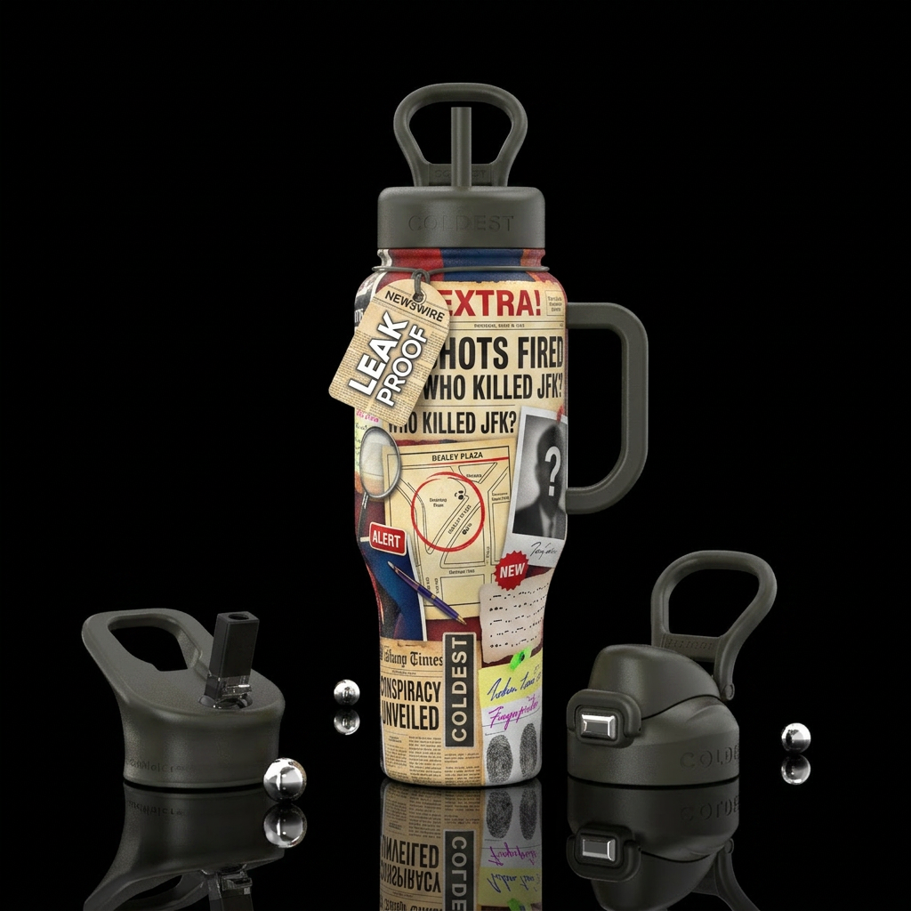 JFK conspiracy water bottle design