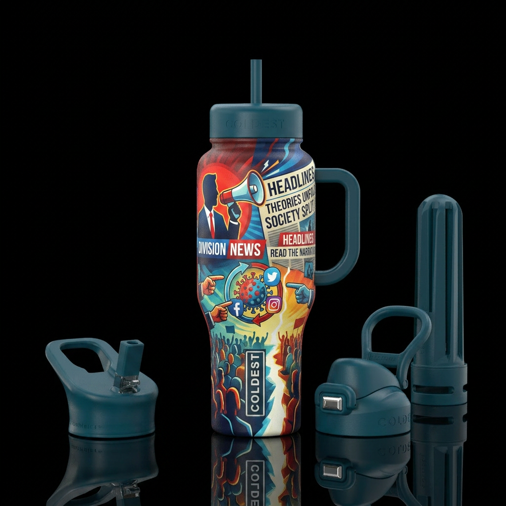 Covid conspiracy inspired water bottle design