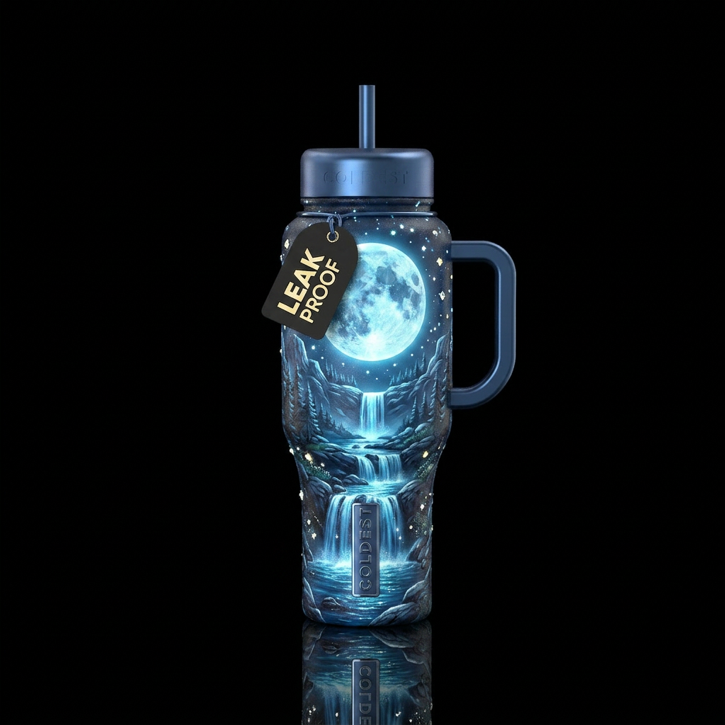Glowie moonlight waterfall water bottle design