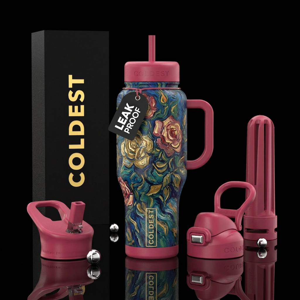 Van gogh roses water bottle design