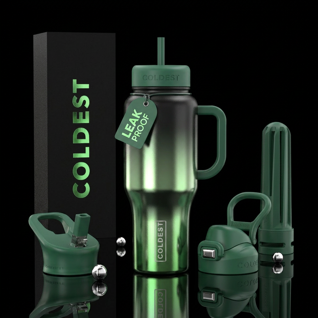 Kiwi ombre, reflection bottle water bottle design