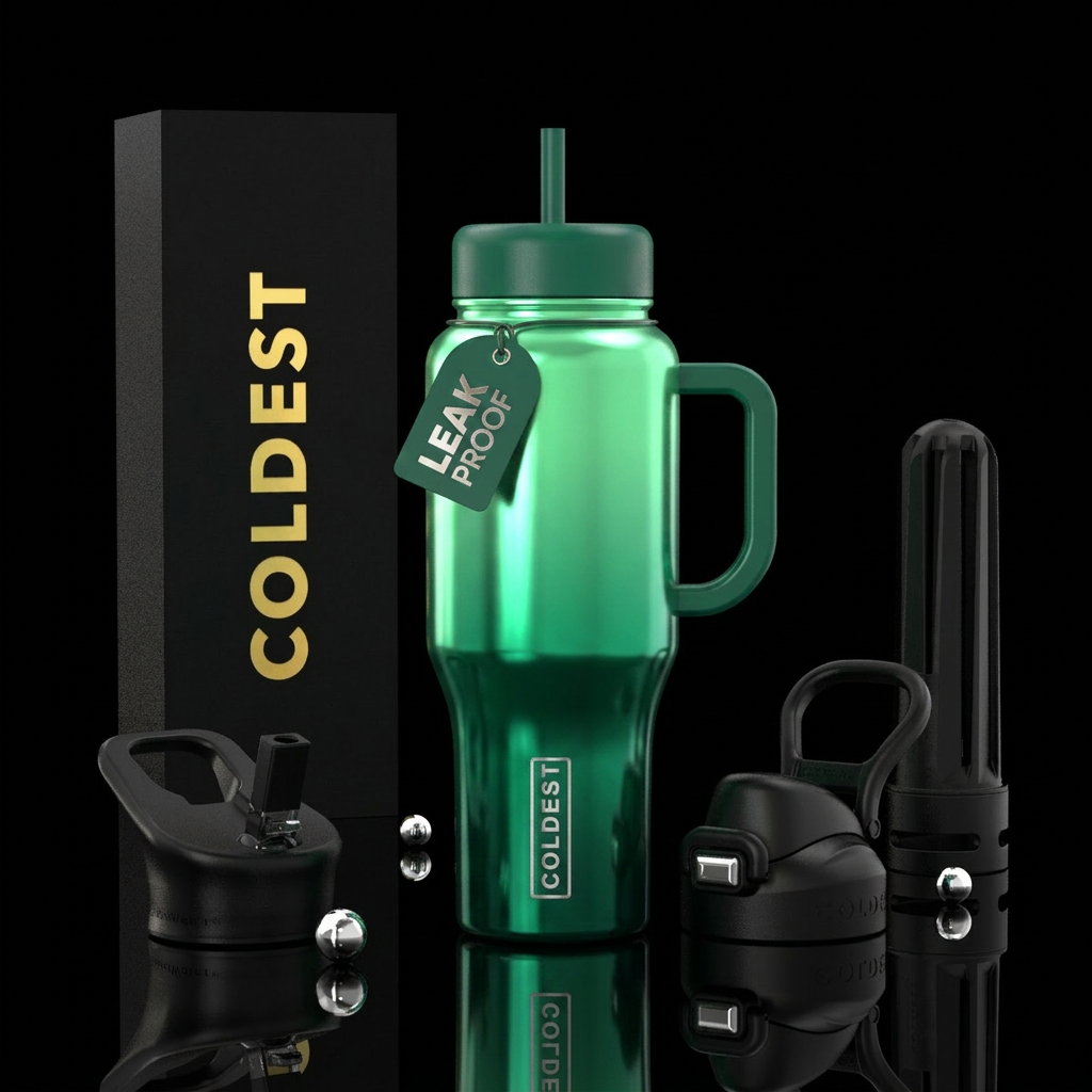 Emerald green ombre, reflection bottle water bottle design