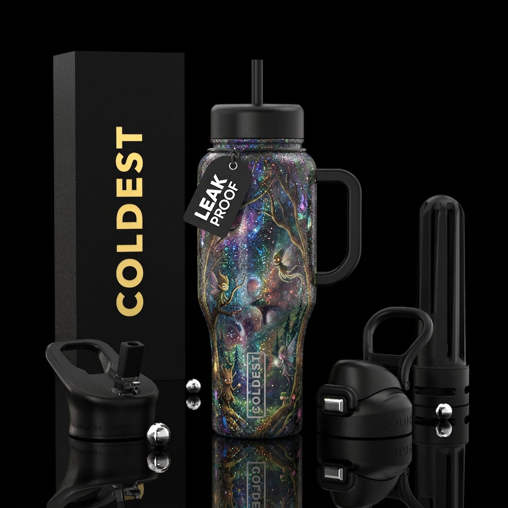 Fantasy forest water bottle design