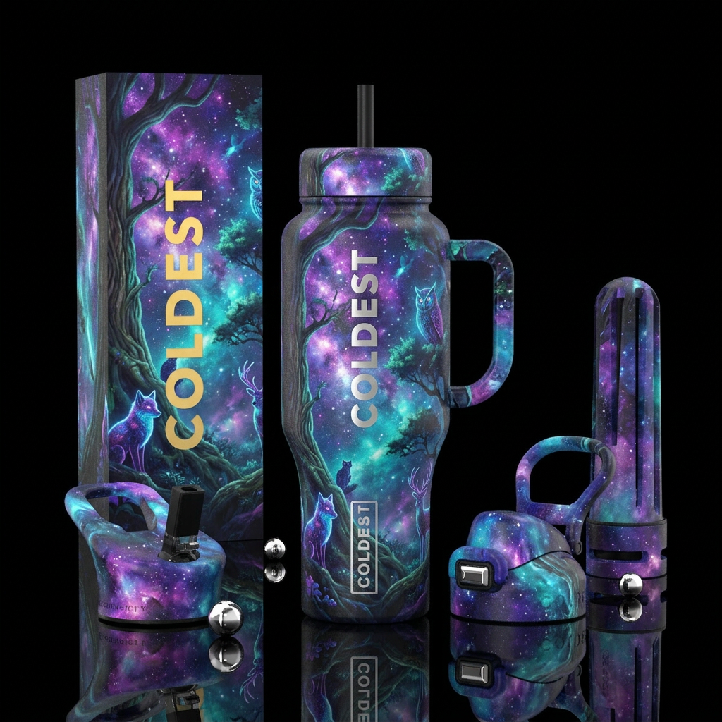 Fantasy forest water bottle design