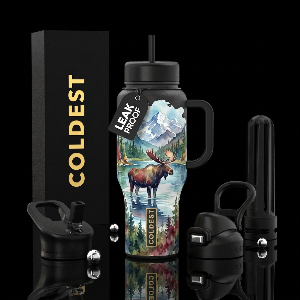 Mountain moose water bottle design