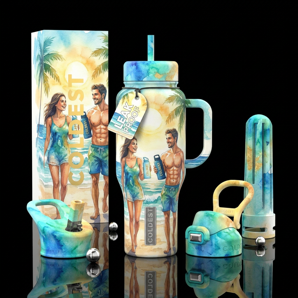 Coldest beach day water bottle design