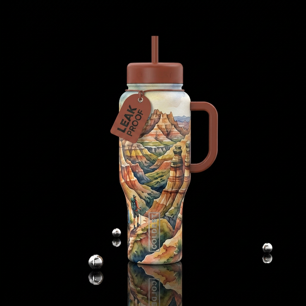 Badlands water bottle design