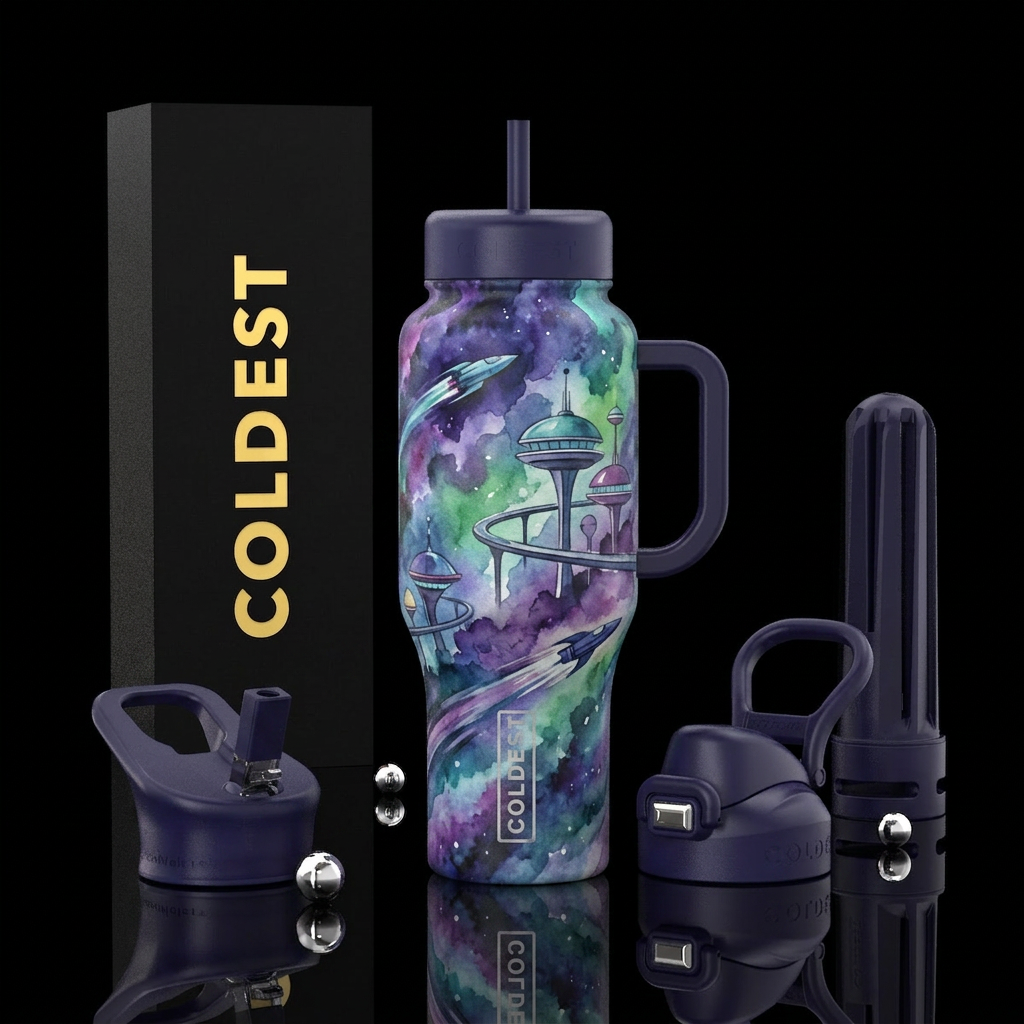 Coldies in space water bottle design