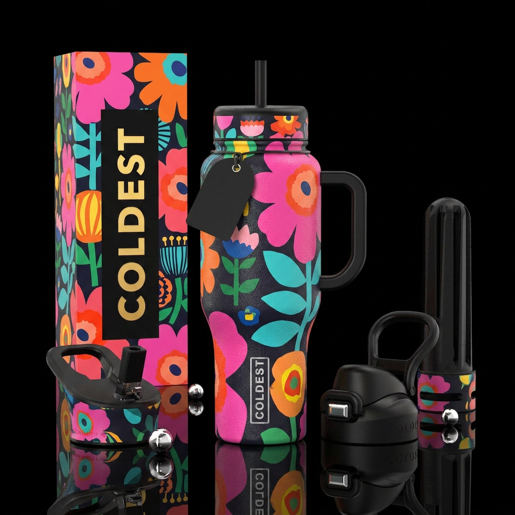 Flowers water bottle design