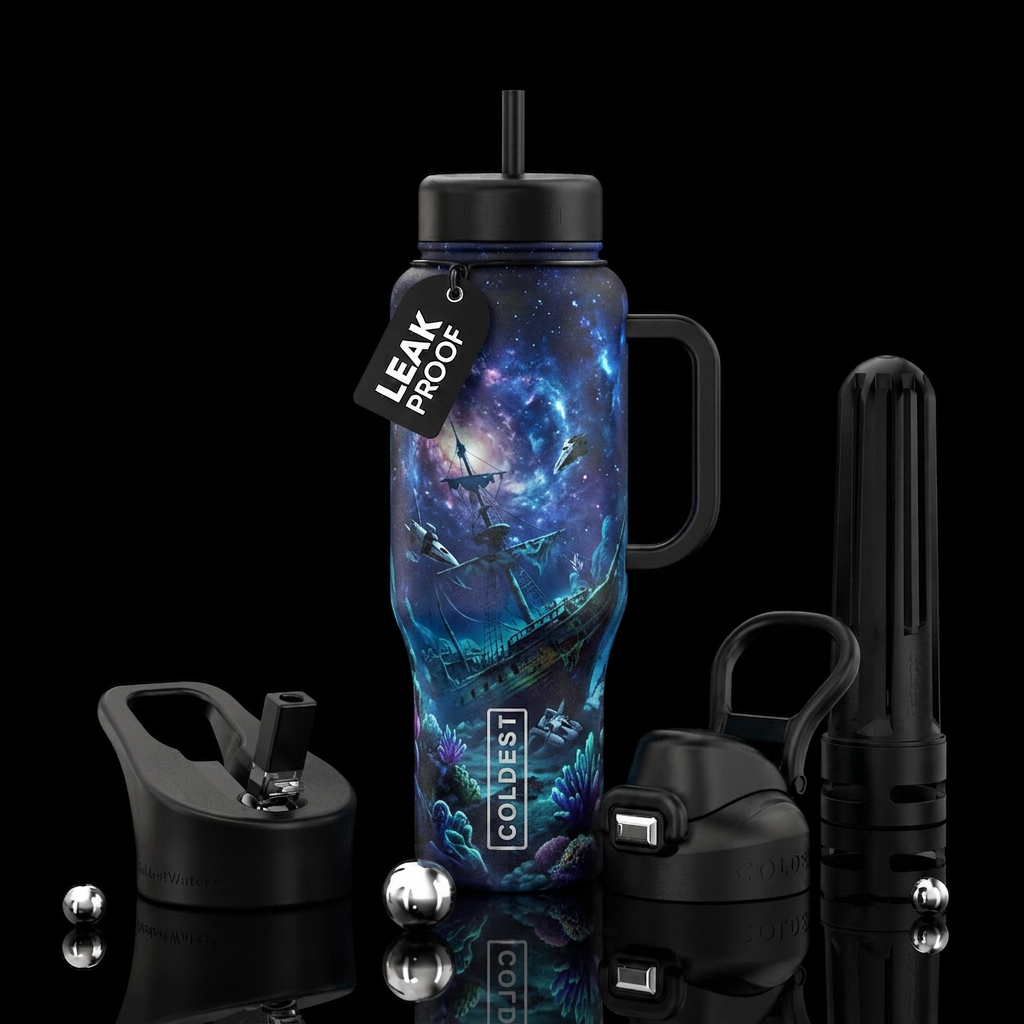 Space and sea water bottle design