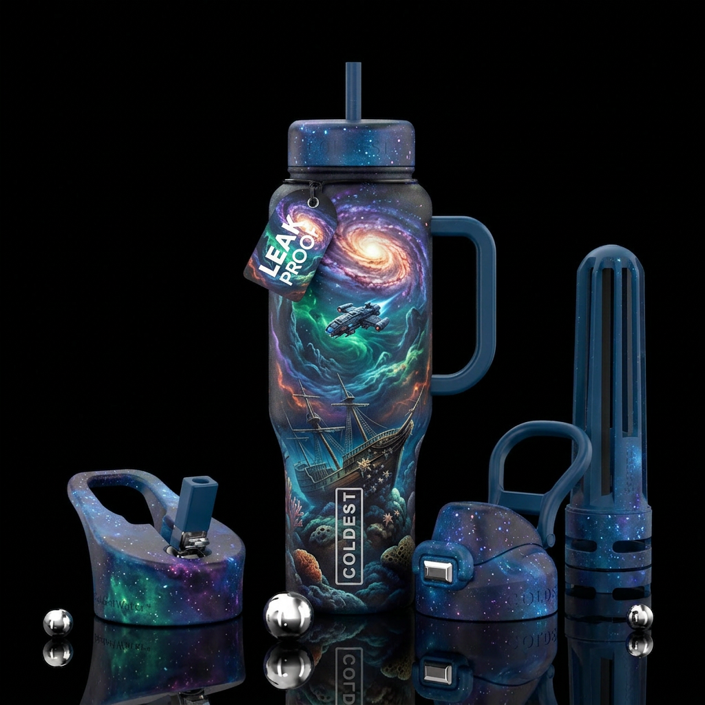 Space and sea water bottle design