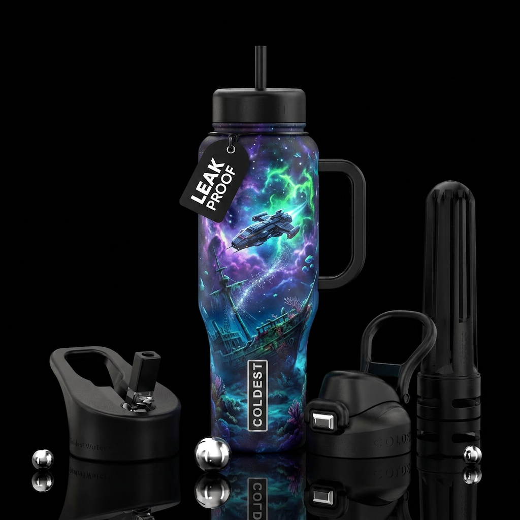 Space and sea water bottle design