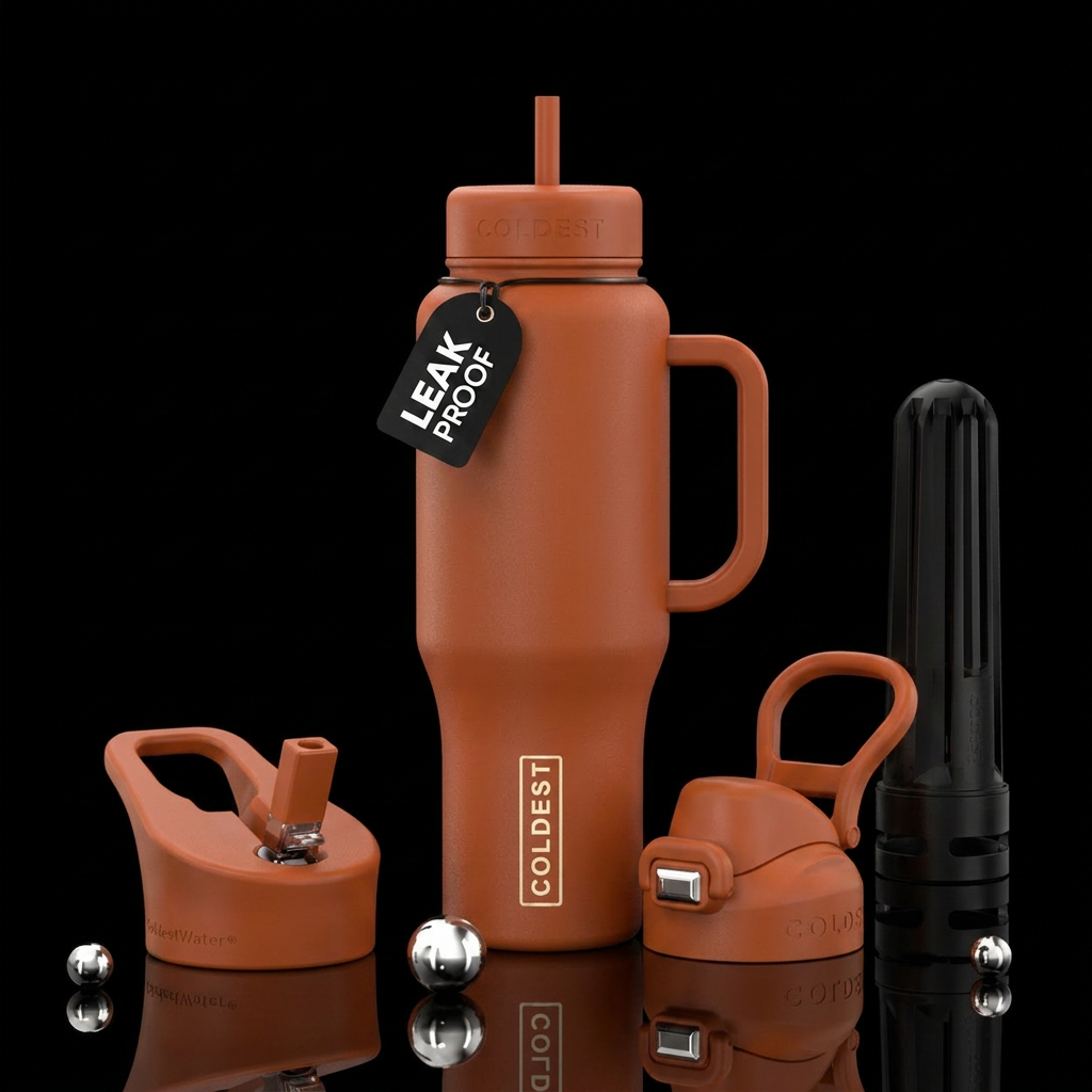 Burnt orange matte water bottle design