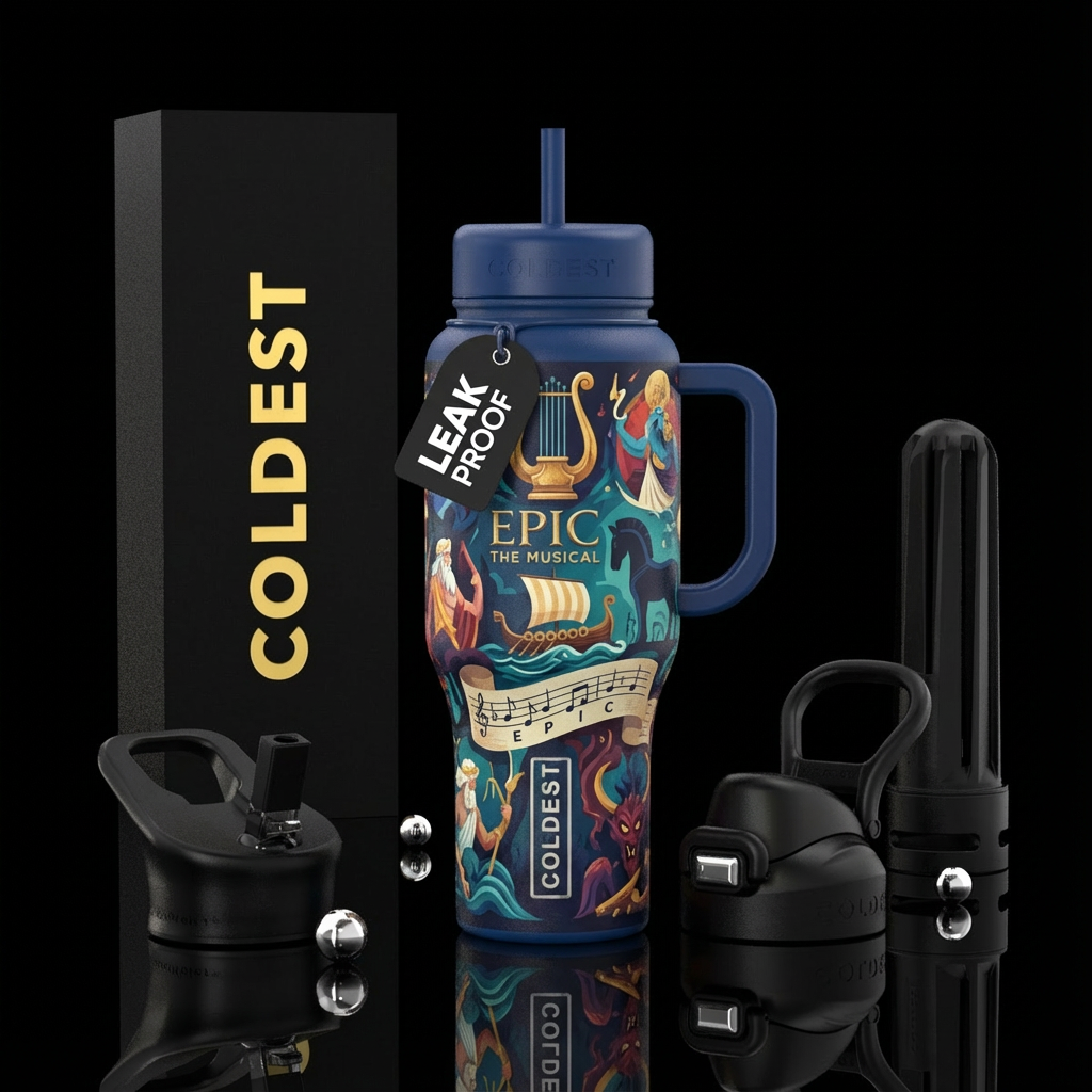 Epic the musical water bottle design