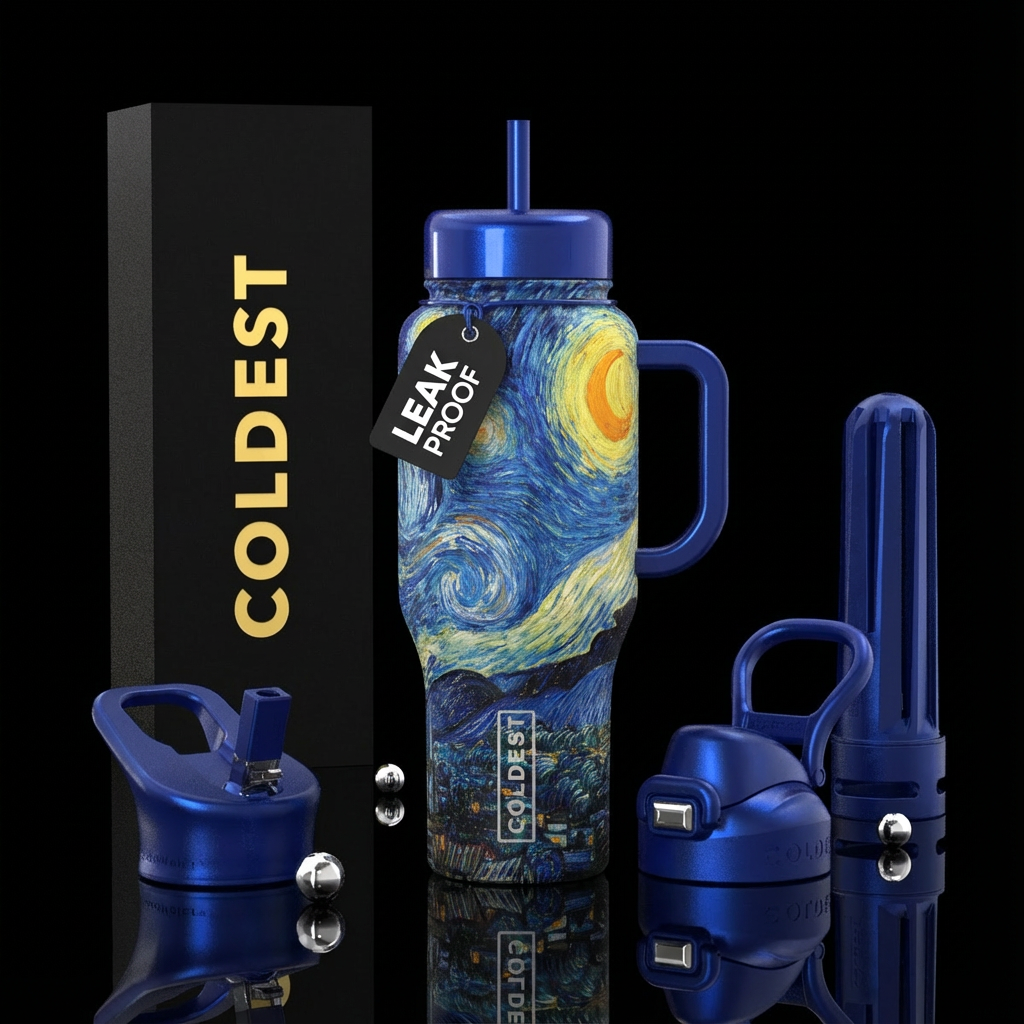 Starry night water bottle design