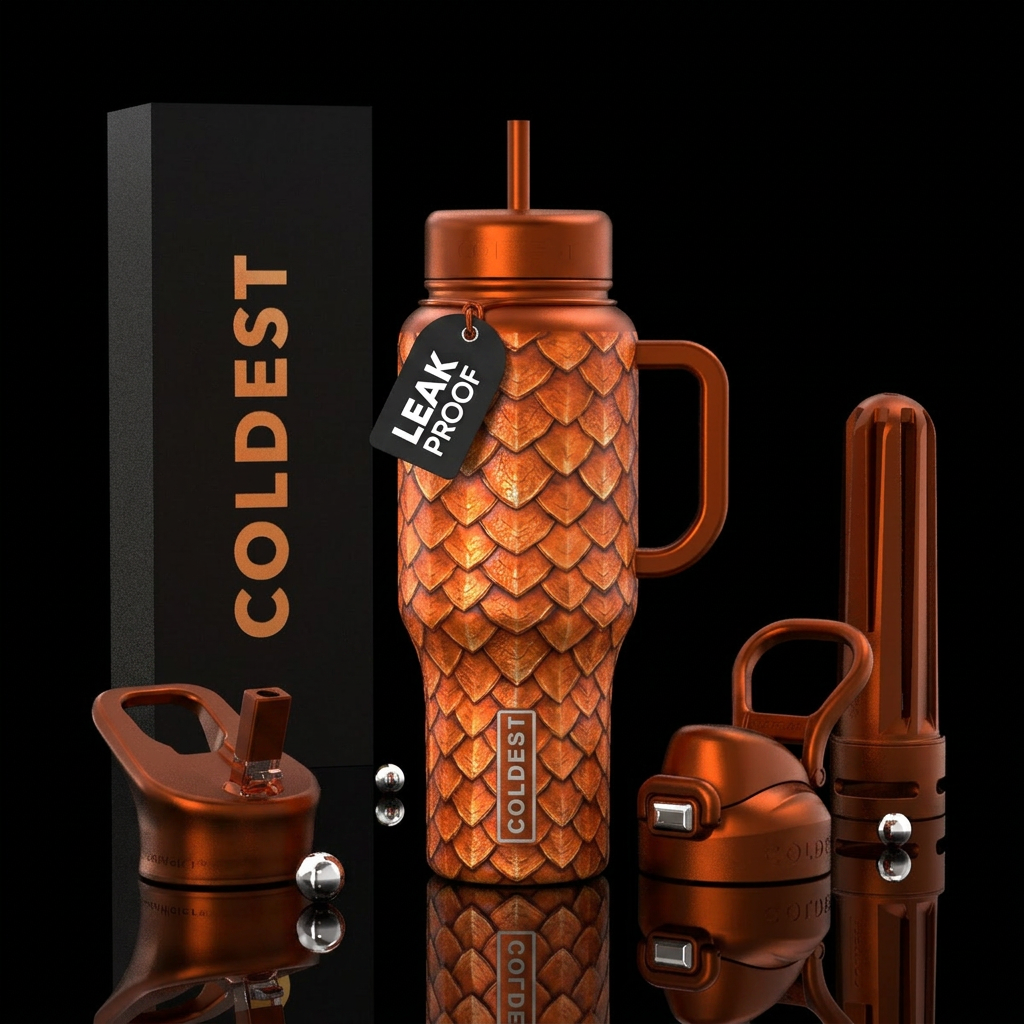 Orange dragon scales water bottle design