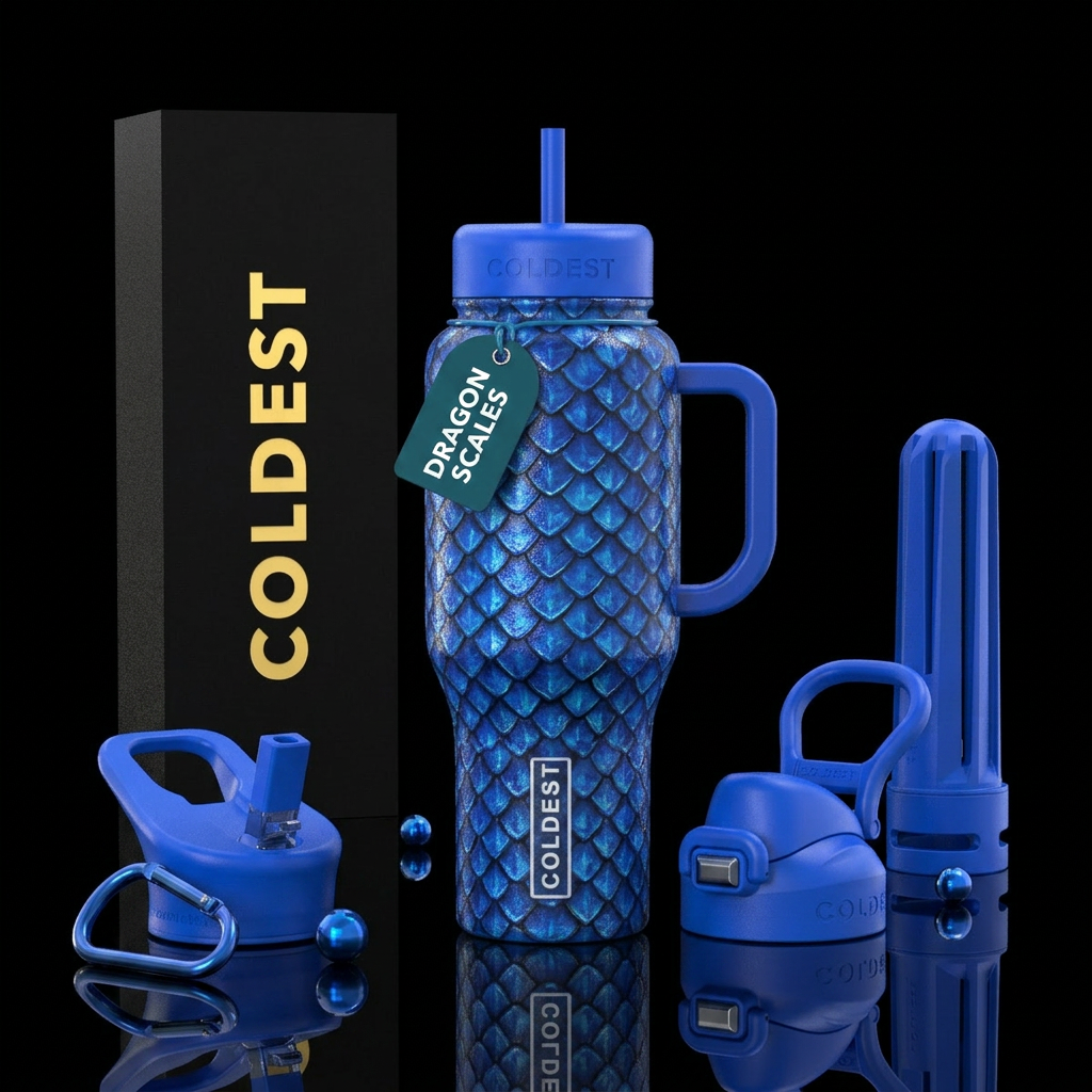 Blue dragon scales water bottle design