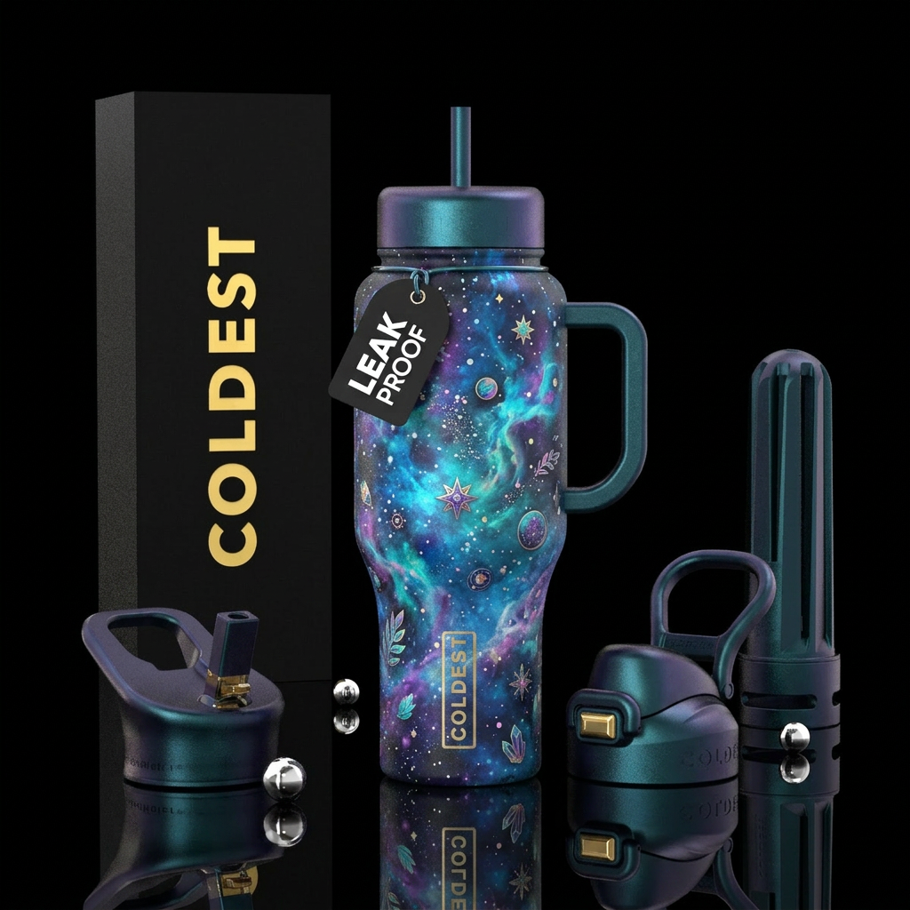nebula, aquamarine, fairy tale, multiverse water bottle design