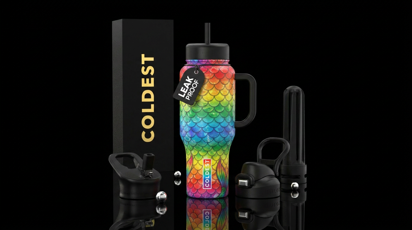 Rainbow mermaid water bottle design