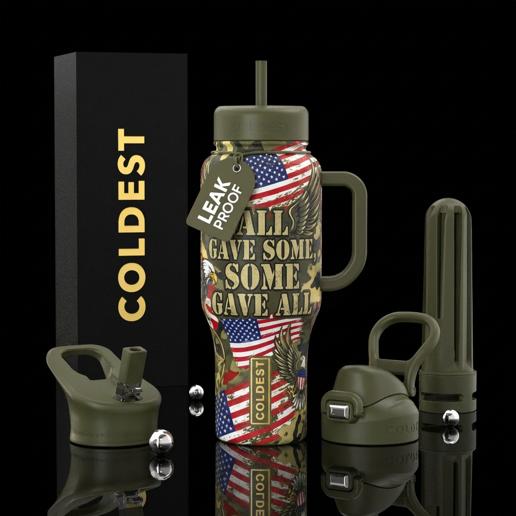 America, Military, rugged, All gave some, some gav... water bottle design