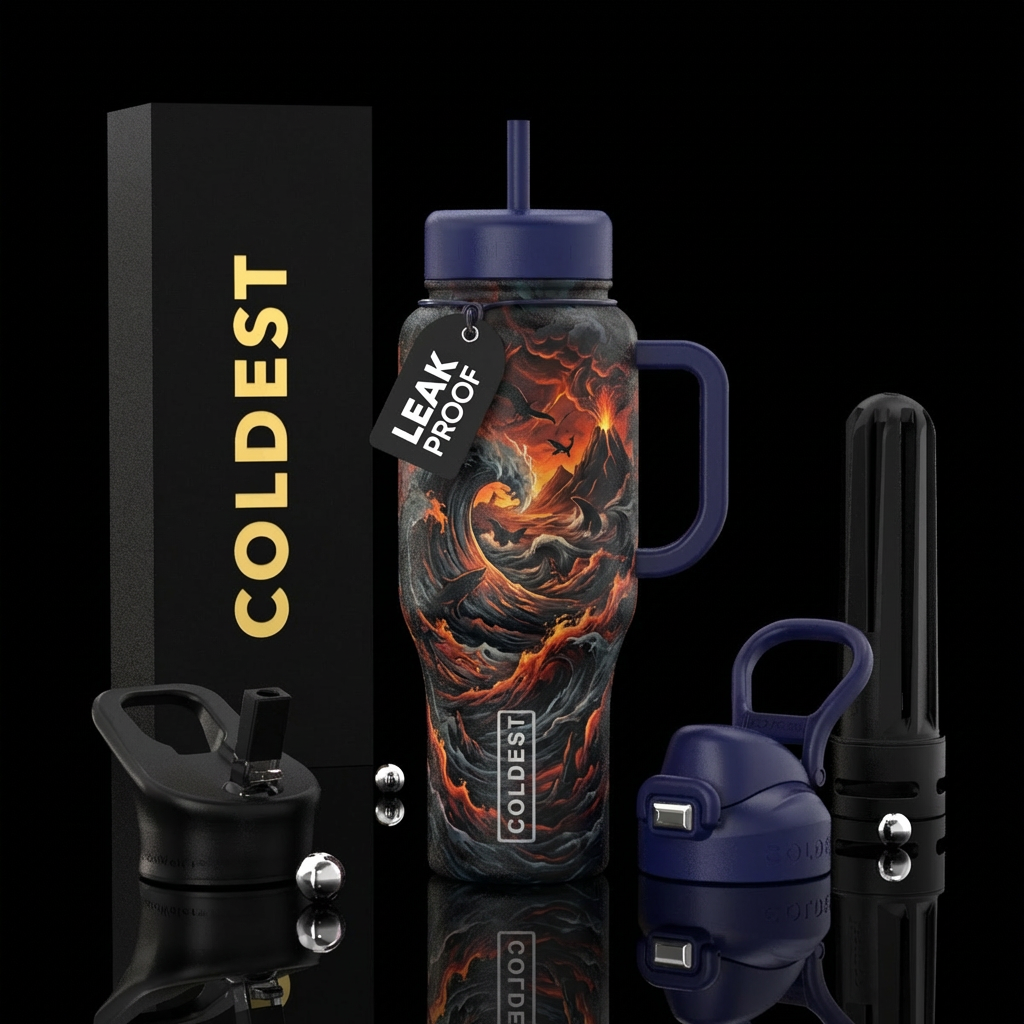 explosive,, darkness, angry, ocean, nature-inspire... water bottle design