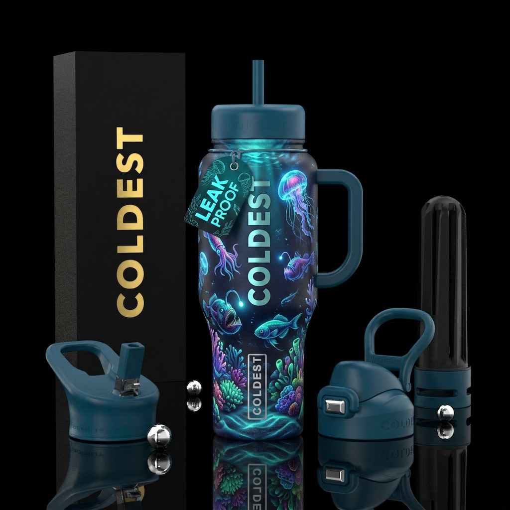 Glowie ocean vibes water bottle design