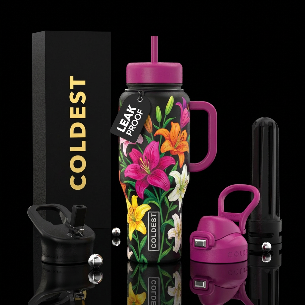 Lilly flowers water bottle design
