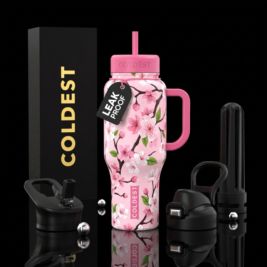 Cherry blossoms water bottle design