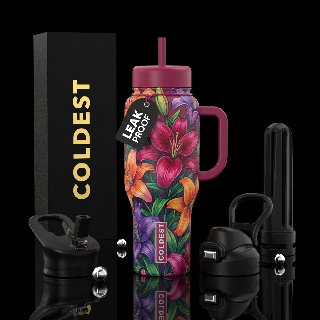 Lilly flowers water bottle design